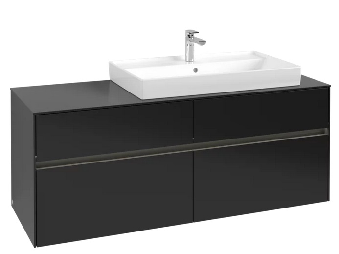 Тумба под раковину Villeroy & Boch Collaro 140х50 см с подсветкой МДФ черный матовый лак C090B0PD