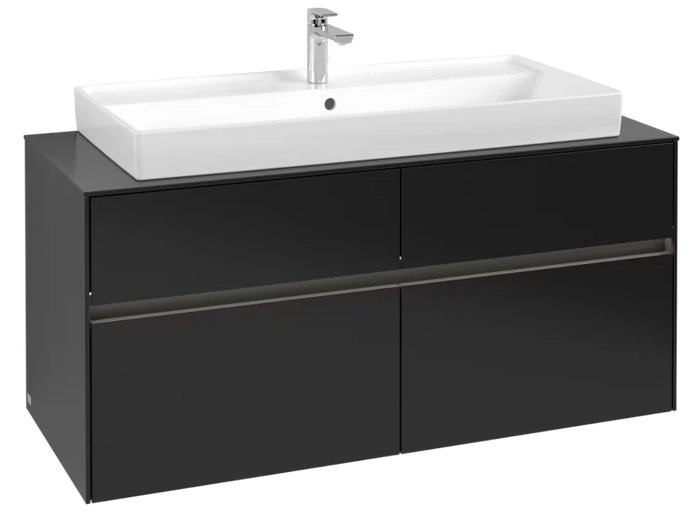 Тумба під раковину Villeroy & Boch Collaro 120х50 см із підсвічуванням МДФ чорний матовий лак C091B0PD