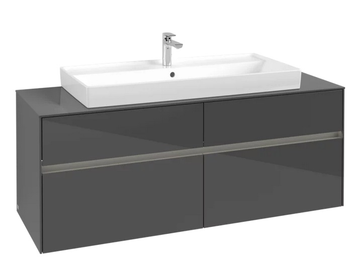 Тумба під раковину Villeroy & Boch Collaro 140х50 см із підсвічуванням МДФ глянсовий сірий C092B0FP