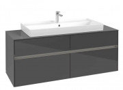 Тумба під раковину Villeroy & Boch Collaro 140х50 см із підсвічуванням МДФ глянсовий сірий C092B0FP