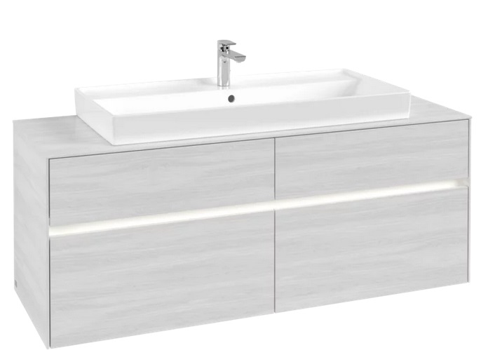 Тумба під раковину Villeroy & Boch Collaro 140х50 см із підсвічуванням ДСП біле дерево C092B0E8