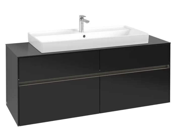 Тумба під раковину Villeroy & Boch Collaro 140х50 см із підсвічуванням МДФ чорний матовий лак C092B0PD