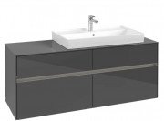 Тумба під раковину Villeroy & Boch Collaro 140х50 см із підсвічуванням МДФ глянсовий сірий C090B0FP