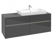 Тумба под раковину Villeroy & Boch Collaro 140х50 см с подсветкой МДФ глянцевый серый C090B0FP