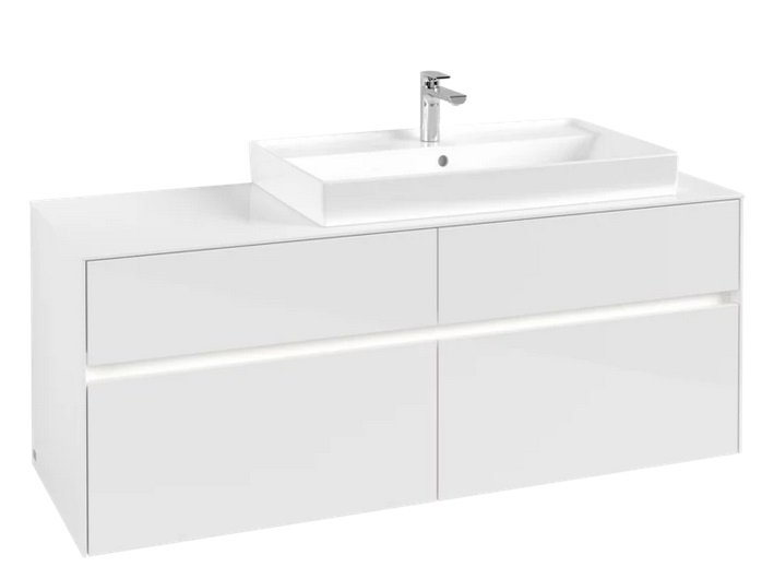 Тумба під раковину Villeroy & Boch Collaro 140х50 см із підсвічуванням ДСП матовий білий C090B0MS