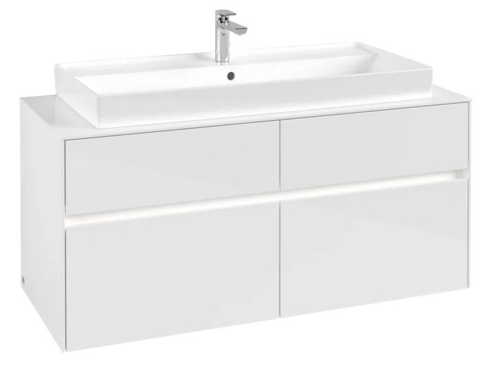 Тумба під раковину Villeroy & Boch Collaro 120х50 см з підсвічуванням МДФ глянсовий білий C091B0DH