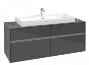 Тумба під раковину Villeroy & Boch Collaro 140х50 см із підсвічуванням МДФ глянсовий сірий C092B0FP