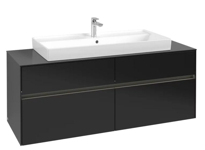 Тумба под раковину Villeroy & Boch Collaro 140х50 см с подсветкой МДФ черный матовый лак C092B0PD
