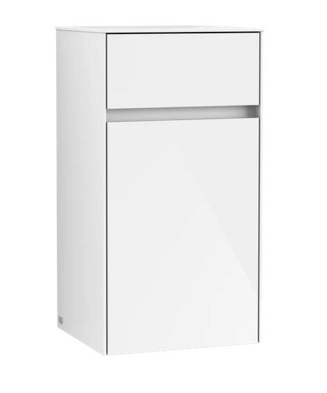 Шафка для ванної Villeroy & Boch Collaro 40,4x74,8х34,9 см петлі праворуч МДФ глянсова біла C03201DH