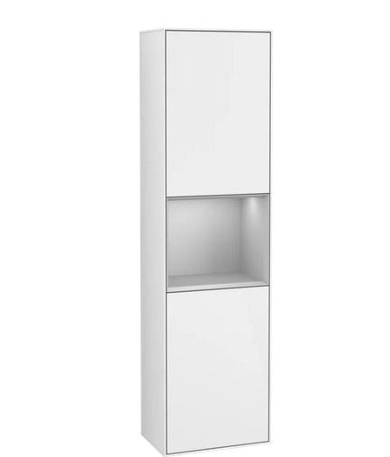 Пенал Villeroy & Boch Finion 41,8x151,6х27 см петлі зліва з підсвічуванням МДФ білий глянцевий лак/світло-сірий матовий лак F460GJGF