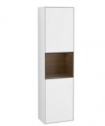 Пенал Villeroy & Boch Finion 41,8x151,6х27 см петлі зліва з підсвічуванням МДФ глянсовий білий лак/волоський горіх шпон F460GNGF