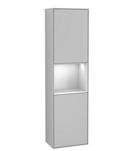 Пенал Villeroy & Boch Finion 41,8x151,6х27 см петлі зліва з підсвічуванням МДФ світло-сірий матовий лак/білий матовий лак F460MTGJ