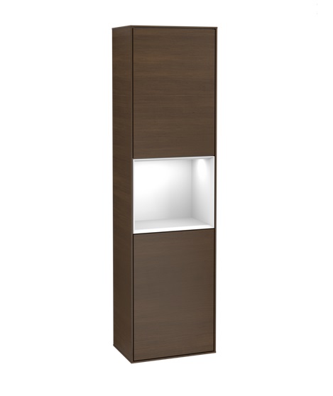 Пенал Villeroy & Boch Finion 41,8x151,6х27 см петли слева с подсветкой ДСП шпон грецкого ореха/белый матовый лак F460MTGN