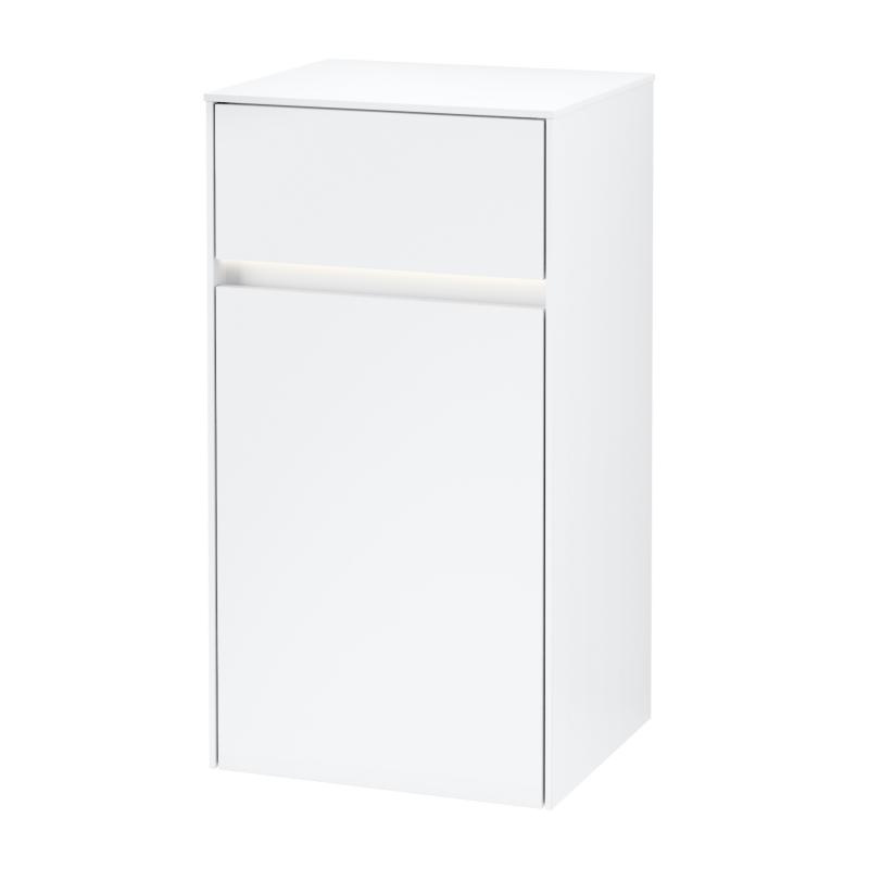 Шафка Villeroy & Boch Collaro 40,4x74,8х34,9 см петлі праворуч з підсвічуванням ДСП матова біла C032L1MS