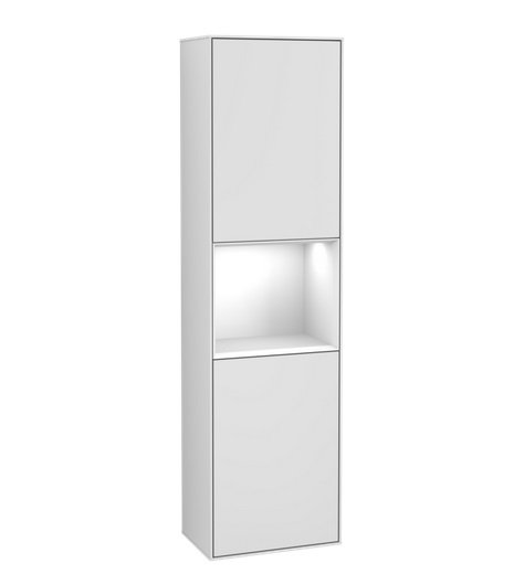 Пенал Villeroy & Boch Finion 41,8x151,6х27 см петли слева с подсветкой МДФ белый матовый лак/глянцевый белый лак F460GFMT