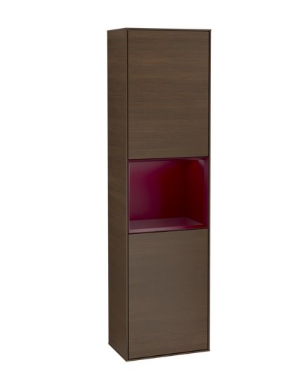 Пенал Villeroy & Boch Finion 41,8x151,6х27 см петлі зліва з підсвічуванням ДСП шпон волоського горіха/півон матовий лак F460HBGN