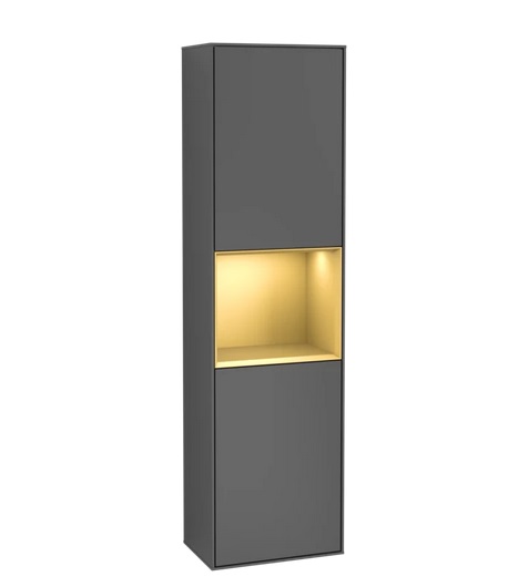 Пенал Villeroy & Boch Finion 41,8x151,6х27 см петлі зліва з підсвічуванням МДФ антрацит матовий лак/золотий матовий лак F460HFGK