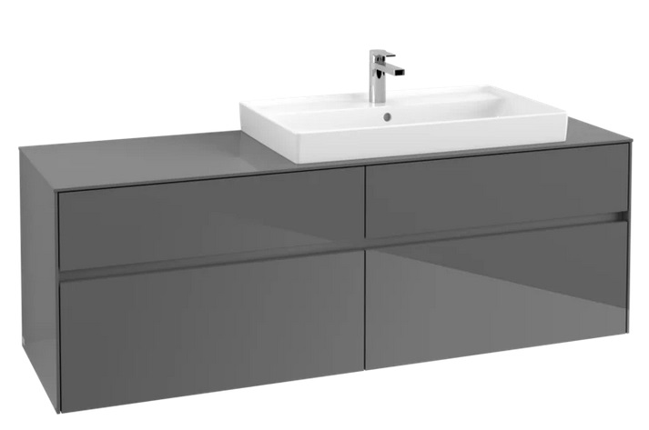 Тумба под раковину Villeroy & Boch Collaro 160х50 см с подсветкой МДФ глянцевый серый C027B0FP