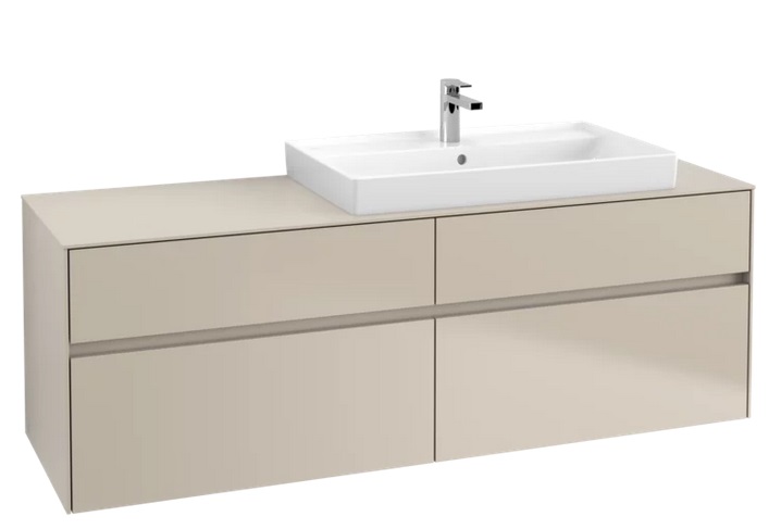 Тумба под раковину Villeroy & Boch Collaro 160х50 см с подсветкой ДСП мягкий серый C027B0VK