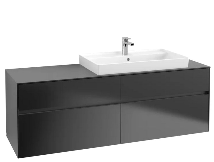 Тумба под раковину Villeroy & Boch Collaro 160х50 см с подсветкой МДФ черный матовый лак C027B0PD