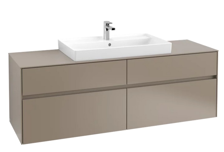 Тумба под раковину Villeroy & Boch Collaro 160х50 см с подсветкой ДСП трюфель серый C028B0VG