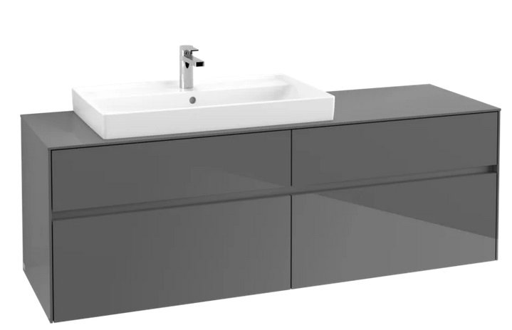 Тумба під раковину Villeroy & Boch Collaro 160х50 см із підсвічуванням МДФ глянсовий сірий C026B0FP