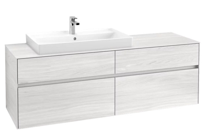 Тумба под раковину Villeroy & Boch Collaro 160х50 см с подсветкой ДСП белое дерево C026B0E8