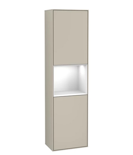 Пенал Villeroy & Boch Finion 41,8x151,6х27 см петлі зліва з підсвічуванням МДФ пісок матовий лак/глянсовий білий лак F460GFHH