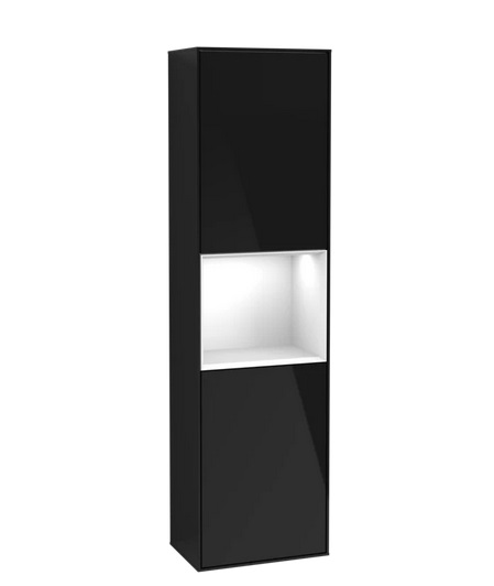 Пенал Villeroy & Boch Finion 41,8x151,6х27 см петли слева с подсветкой МДФ глянцевый черный лак/глянцевый белый лак F460GFPH