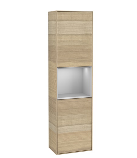 Пенал Villeroy & Boch Finion 41,8x151,6х27 см петлі зліва з підсвічуванням ДСП шпон дуба/світло-сірий матовий лак F460GJPC