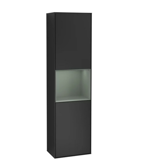 Пенал Villeroy & Boch Finion 41,8x151,6х27 см петли слева с подсветкой МДФ глянцевый черный лак/оливковый матовый лак F460GMPH