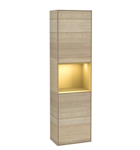 Пенал Villeroy & Boch Finion 41,8x151,6х27 см петли слева с подсветкой ДСП шпон дуба/золотой матовый лак F460HFPC