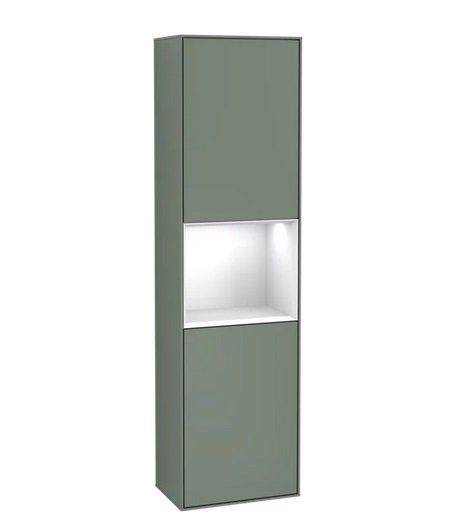 Пенал Villeroy & Boch Finion 41,8x151,6х27 см петлі зліва з підсвічуванням МДФ оливковий матовий лак/глянсовий білий лак F460GFGM