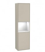 Пенал Villeroy & Boch Finion 41,8x151,6х27 см петли слева с подсветкой МДФ песок матовый лак/глянцевый белый лак F460GFHH