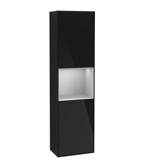 Пенал Villeroy & Boch Finion 41,8x151,6х27 см петлі зліва з підсвічуванням МДФ глянсовий чорний лак/світло-сірий матовий лак F460GJPH