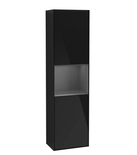 Пенал Villeroy & Boch Finion 41,8x151,6х27 см петли слева с подсветкой МДФ глянцевый черный лак/антрацит матовый лак F460GKPH