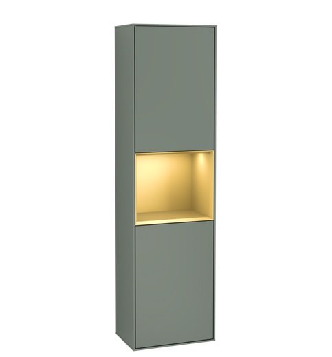 Пенал Villeroy & Boch Finion 41,8x151,6х27 см петлі зліва з підсвічуванням МДФ оливковий матовий лак/золотий матовий лак F460HFGM