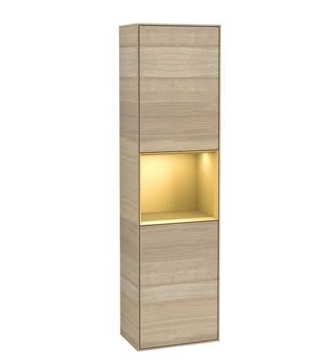 Пенал Villeroy & Boch Finion 41,8x151,6х27 см петли слева с подсветкой ДСП шпон дуба/золотой матовый лак F460HFPC