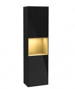 Пенал Villeroy & Boch Finion 41,8x151,6х27 см петлі зліва з підсвічуванням МДФ глянсовий чорний лак/золотий матовий лак F460HFPH