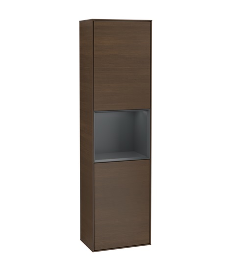 Пенал Villeroy & Boch Finion 41,8x151,6х27 см петлі зліва з підсвічуванням ДСП шпон волоського горіха/темно-синій матовий лак F460HGGN