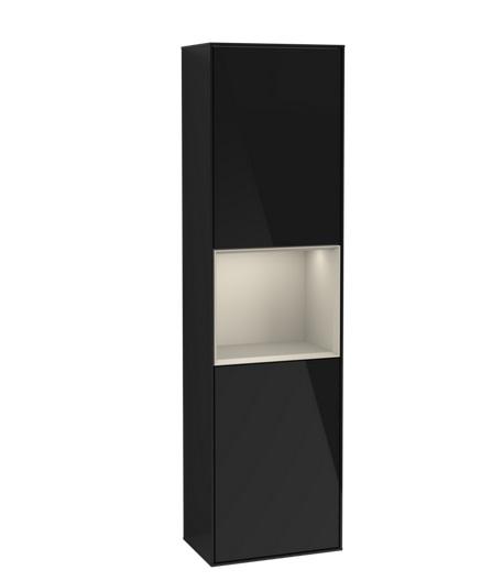 Пенал Villeroy & Boch Finion 41,8x151,6х27 см петли слева с подсветкой МДФ глянцевый черный лак/песок матовый лак F460HHPH