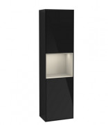 Пенал Villeroy & Boch Finion 41,8x151,6х27 см петлі зліва з підсвічуванням МДФ глянсовий чорний лак/пісок матовий лак F460HHPH