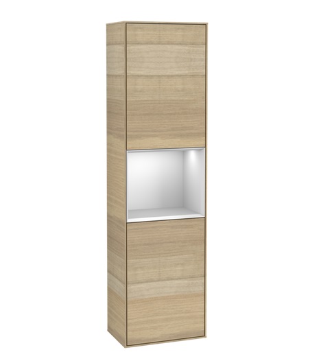 Пенал Villeroy & Boch Finion 41,8x151,6х27 см петли слева с подсветкой ДСП шпон дуба/белый матовый лак F460MTPC