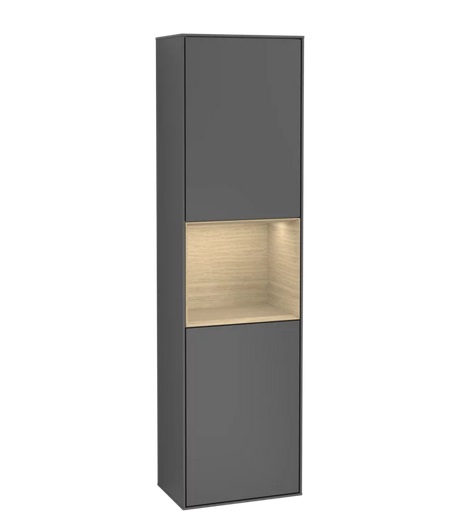 Пенал Villeroy & Boch Finion 41,8x151,6х27 см петлі зліва з підсвічуванням МДФ антрацит матовий лак/шпон дуба F460PCGK