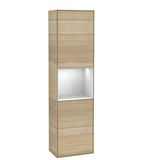 Пенал Villeroy & Boch Finion 41,8x151,6х27 см петли слева с подсветкой ДСП шпон дуба/белый матовый лак F460MTPC