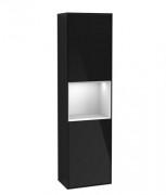 Пенал Villeroy & Boch Finion 41,8x151,6х27 см петлі зліва з підсвічуванням МДФ глянсовий чорний лак/білий матовий лак F460MTPH