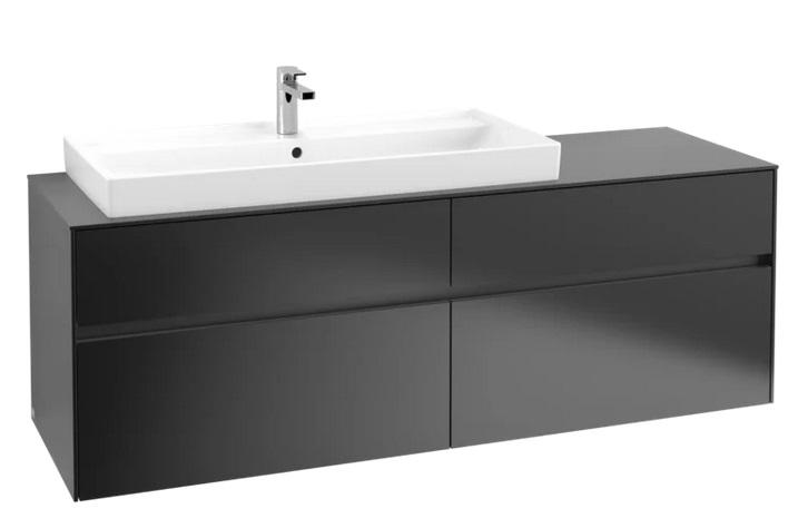Тумба под раковину Villeroy & Boch Collaro 160х50 см с подсветкой МДФ черный матовый лак C029B0PD