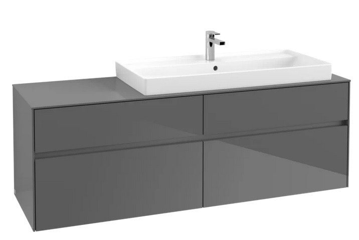 Тумба під раковину Villeroy & Boch Collaro 160х50 см із підсвічуванням МДФ глянсовий сірий C030B0FP