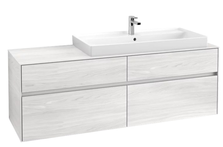 Тумба под раковину Villeroy & Boch Collaro 160х50 см с подсветкой ДСП белое дерево C030B0E8