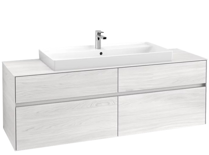 Тумба под раковину Villeroy & Boch Collaro 160х50 см с подсветкой ДСП белое дерево C031B0E8